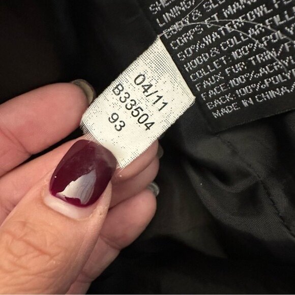 DKNY Black Long Down Puffer Coat Fur Trim Hood Hooded Winter Parka Sz Small - Picture 15 of 16